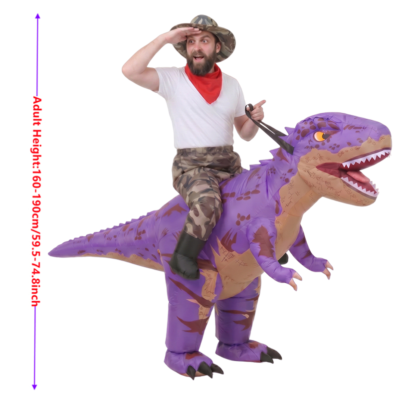 Grappig Camo paars T-Rex opbla - Inflatable Dinosaur Costume Adult recensie en prijs