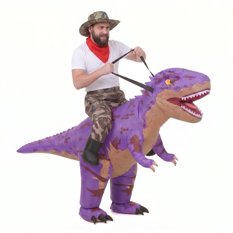Grappig Camo paars T-Rex opbla - Inflatable Dinosaur Costume Adult recensie en prijs