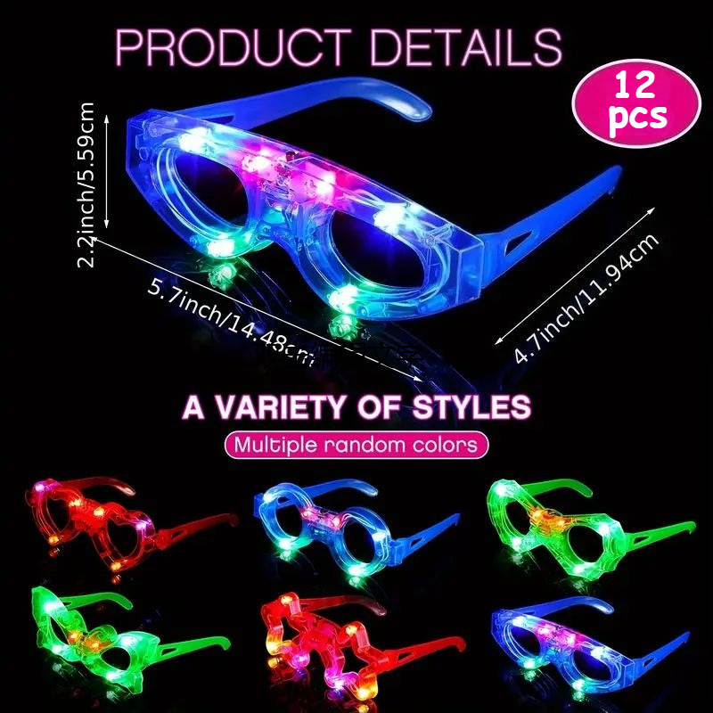 12 stuks LED-verlichte brillen - Glow In The Dark Party Glasses recensie en prijs