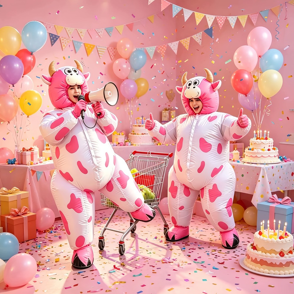 Grappig opblaasbaar roze koeie - Costumes recensie en prijs